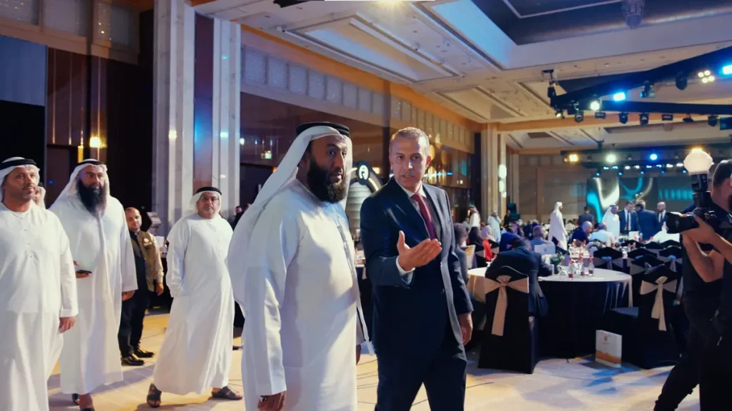 VIP guests arriving in the ballroom at the Al Rasikhoon Real Estate launch 2025 produced by Topaz Events