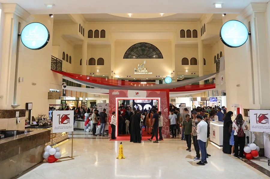 Visitors at the branded anniversary entrance inside Souq Al Jubail, Sharjah Asset Management 2024