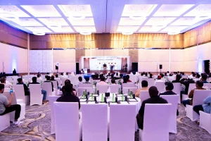 Elegant seating and furniture arrangement creating a comfortable, collaborative environment for the LAHAB team.