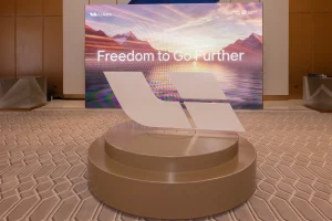 Li Auto logo displayed on the LED screen backdrop at the L9 car launch event in Dubai by Topaz Events