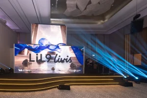 Li Auto L9 car launch stage with large LED screens at Atlantis The Royal Dubai by Topaz Events