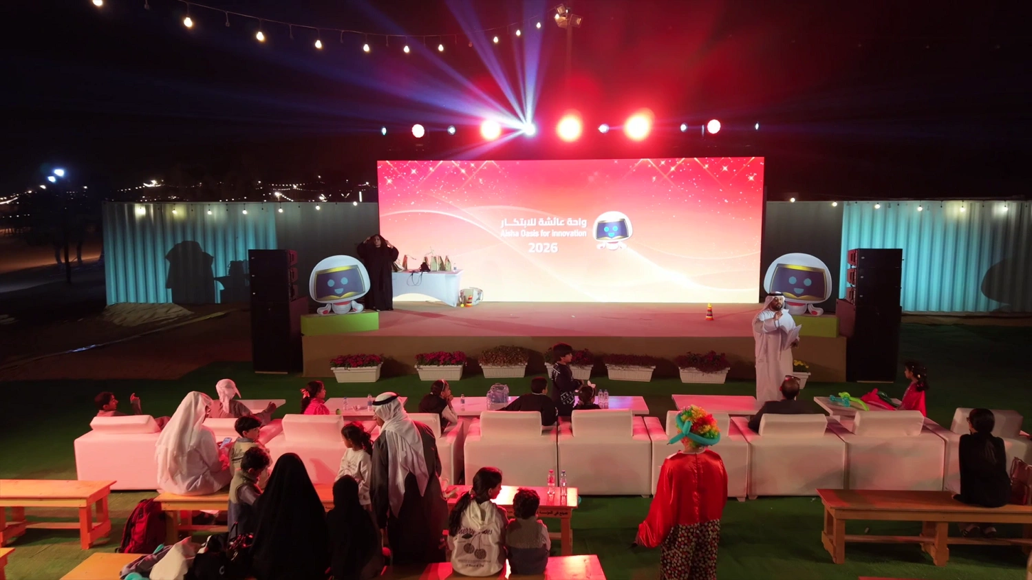 Guests seated in front of the LED stage at Aisha Oasis for Innovation 2026, by Topaz Events
